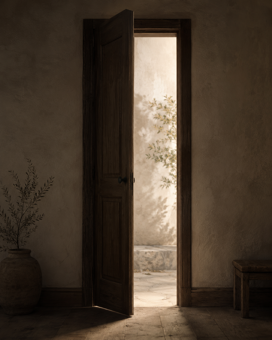 A symbolic doorway representing the threshold into transformation.